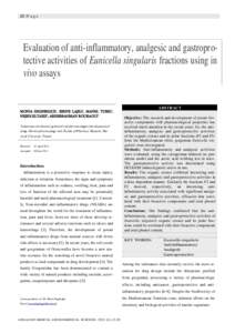 23 | P a g e  Evaluation of anti-inflammatory, analgesic and gastroprotective activities of Eunicella singularis fractions using in vivo assays  MONIA DEGHRIGUE , SIRINE LAJILI , MANEL TURKI ,