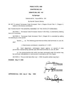 PUBLIC ACTS, 1999 CHAPTER NO. 254 SENATE BILL NO. 140 By Springer Substituted for: House Bill No. 391 By Kernell, Garrett, Brooks