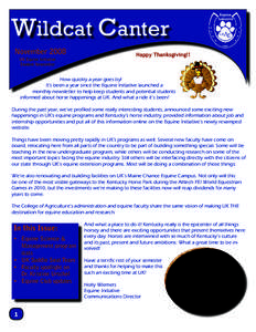 Wildcat Canter November 2008 UK Equine Initiative Student Newsletter  Happy Thanksgiving!!