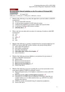 Answers - Recommended Clinical Guidelines on the Prevention of Perinatal HIV Transmission