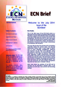ECN Brief ECN Brief[removed]Table of contents Enforcement and Cases Legislation and Policy