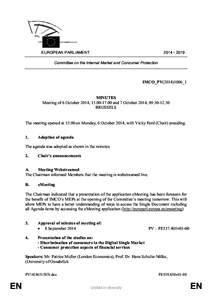 [removed]EUROPEAN PARLIAMENT Committee on the Internal Market and Consumer Protection  IMCO_PV(2014)1006_1