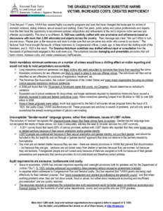 THE GRASSLEY-HUTCHISON SUBSTITUE HARMS VICTIMS, INCREASES COSTS, CREATES INEFFICIENCY Over the past 17 years, VAWA has created highly successful programs and laws that have changed the landscape for victims of domestic v