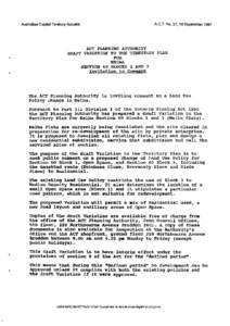Australian Capital Territory Gazette  A.C.T. No. 37,18 September 1991 ACT PLANNING AUTHORITY DRAFT VARIATION TO THE TERRITORY PLAN