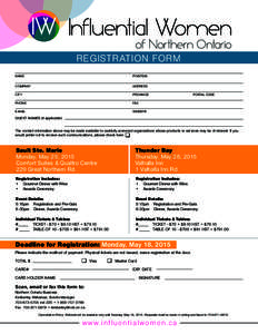 REGISTRATION FORM NAME	POSITION COMPANY	ADDRESS CITY	  PROVINCE