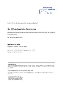 Online-Texte der Evangelischen Akademie Bad Boll  Die RAF und der linke Terrorismus