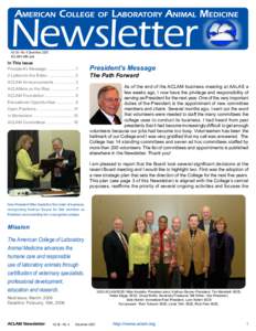 Vol 36 - No. 4 December, 2005 ACLAM’s 49th year In This Issue President’s Message......................... 1 2 Letters to the Editor........................ 2