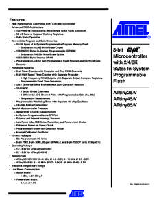 Features • High Performance, Low Power AVR® 8-Bit Microcontroller • Advanced RISC Architecture •