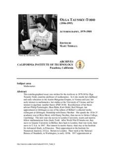 Autobiography of Olga Taussky-Todd