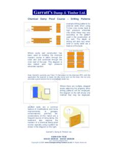 Garratt’s Damp & Timber Ltd.. Chemical Damp Proof Course – Drilling Patterns example drilling patterns for external walls when using Tri-Gel (into mortar bed) & high pressure siliconate