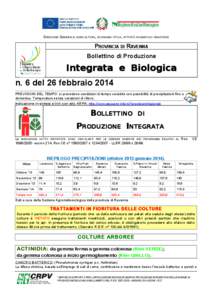 DIREZIONE GENERALE AGRICOLTURA, ECONOMIA ITTICA, ATTIVITÀ FAUNISTICO-VENATORIE  PROVINCIA DI RAVENNA Bollettino di Produzione