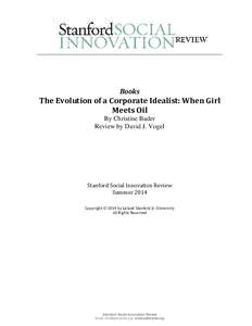 Books  The Evolution of a Corporate Idealist: When Girl Meets Oil By Christine Bader Review by David J. Vogel