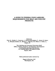 Packaging / Medicine / Nutrition / Food Safety and Inspection Service / Nutrition facts label / Food safety / Fair Packaging and Labeling Act / Poultry Products Inspection Act / Mandatory labelling / Food and drink / Food law / Health