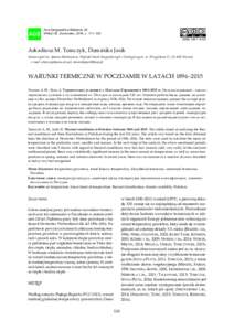 Acta Geographica Silesiana, 23. WNoZ UŚ, Sosnowiec, 2016, s. 111–120 ISSN 1897–5100 Arkadiusz M. Tomczyk, Dominika Jasik Uniwersytet im. Adama Mickiewicza, Wydział Nauk Geograficznych i Geologicznych, ul. Dzięgiel