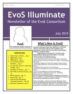 EVOS ILLUMINATE  Volume 4 Issue 2 EvoS Illuminate Newsletter of the EvoS Consortium