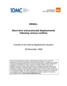 ISRAEL: Short-term and protracted displacements following various conflicts