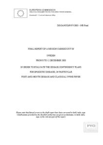 EUROPEAN COMMISSION HEALTH & CONSUMER PROTECTION DIRECTORATE-GENERAL Directorate F - Food and Veterinary Office DG(SANCO[removed] – MR Final