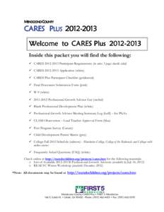 MENDOCINO COUNTY  CARES PLUS[removed]Welcome to CARES Plus[removed]Inside this packet you will find the following: