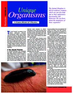 Feature Article  Unique Organisms A. KRISHNA MURTHY & V. PRANITHA