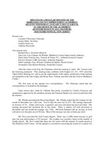 MINUTES OF A REGULAR MEETING OF THE MIDDLESEX COUNTY IMPROVEMENT AUTHORITY HELD ON WEDNESDAY, JANUARY 9, 2013 AT 6:00 P.M. AT THE OFFICE OF THE AUTHORITY 101 INTERCHANGE PLAZA, CRANBURY (SOUTH BRUNSWICK), NEW JERSEY