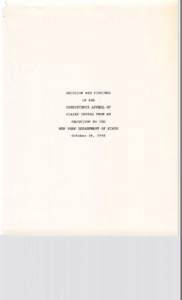 Decision and Findings in the Consistency Appeal of Claire Pappas from an Objection by the New York Department of State, October 26, 1992