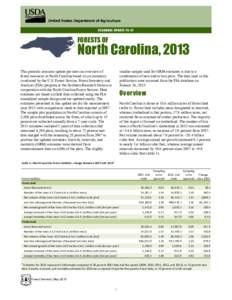 R E SOU R CE UP D AT E FSFORESTS OF North Carolina, 2013 This periodic resource update provides an overview of