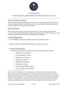 Charter for the Controlled Unclassified Information (CUI) Advisory Council