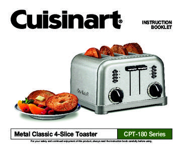 INSTRUCTION BOOKLET Metal Classic 4-Slice Toaster  CPT-180 Series