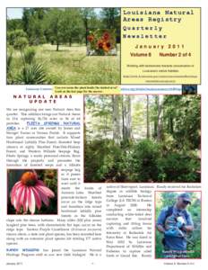 Louisiana Natural Areas Registry Quarterly Newsletter January 2011 Volume 8