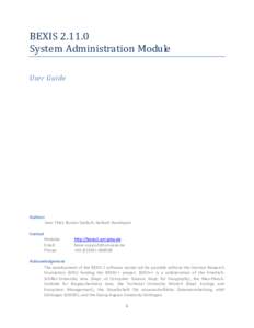 BEXISSystem Administration Module User Guide Authors Sven Thiel, Roman Gerlach, Nafiseh Navabpour