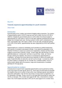 May[removed]Towards expansive apprenticeships for youth transition Alison Fuller  Introduction