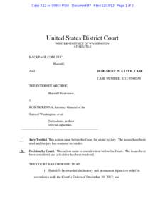 Case 2:12-cv[removed]RSM Document 87 Filed[removed]Page 1 of 2  United States District Court WESTERN DISTRICT OF WASHINGTON AT SEATTLE