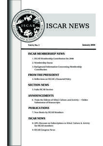 ISCAR NEWS Vol. 6, No. 1 January[removed]ISCAR MEMBERSHIP NEWS