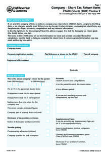 CT600 (Short[removed]Version 2  Short version of Company Tax Return form