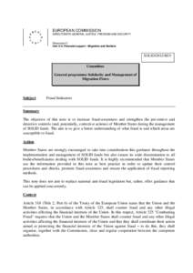 EUROPEAN COMMISSION DIRECTORATE-GENERAL JUSTICE, FREEDOM AND SECURITY Directorate C Unit C/4: Financial support - Migration and Borders