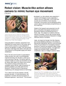 Robot vision: Muscle-like action allows camera to mimic human eye movement