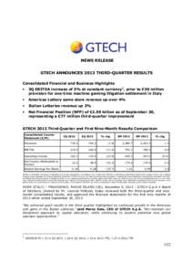GTECH Press Release 2013_3Qearnings1