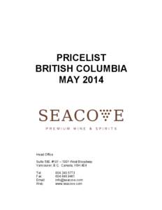 PRICELIST BRITISH COLUMBIA MAY 2014