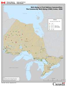 Well-Being in First Nations Communities: The Community Well-Being (CWB) Index, 2006 Hudson Bay Ontario CWB Index Score Range, 2006
