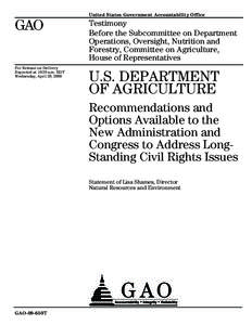 United States Government Accountability Office  GAO For Release on Delivery Expected at 10:30 a.m. EDT Wednesday, April 29, 2009