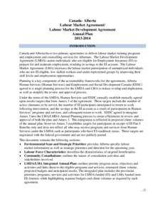 Canada- Alberta Labour Market Agreement/ Labour Market Development Agreement Annual Plan[removed]INTRODUCTION