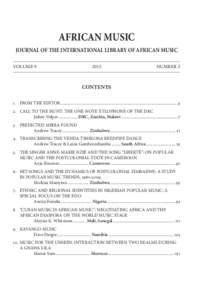 AFRICAN MUSIC JOURNAL OF THE INTERNATIONAL LIBRARY OF AFRICAN MUSIC VOLUME[removed]