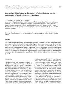 Hydrobiologia 249: [removed], 1993. J. Padiscik, C.S. Reynolds & U. Sommer (eds), Intermediate Disturbance Hypothesis in Phytoplankton Ecology[removed]Kluwer Academic Publishers. Printed in Belgium.