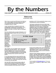 By the Numbers Volume 9, Number 4 The Newsletter of the SABR Statistical Analysis Committee  November, 1999