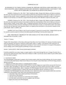 ORDINANCE NO. 667 AN ORDINANCE OF THE TOWN OF ODESSA, WASHINGTON, AMENDING CHAPTER 8.04, WEEDS AND DEBRIS, OF THE ODESSA MUNICIPAL CODE BY ADDING AN OPPORTUNITY FOR PROPERTY OWNER/OCCUPANT TO BE HEARD AT TOWN COUNCIL AND