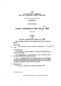 1995 THE LEGISLATIVE ASSEMBLY FOR THE AUSTRALIAN CAPITAL TERRITORY (As presented) (Attorney-General)