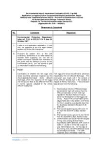 Environmental Impact Assessment Ordinance (EIAO), Cap.499 Application for Approval of an Environmental Impact Assessment Report Harbour Area Treatment Scheme (HATS) - Provision of Disinfection Facilities At Stonecutter I