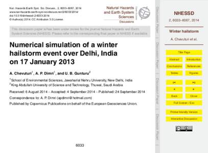 This discussion paper is/has been under review for the journal Natural Hazards and Earth System Sciences (NHESS). Please refer to the corresponding final paper in NHESS if available. Discussion Paper  Nat. Hazards Earth 