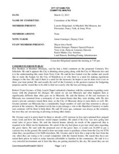 CITY OF HAMILTON COMMITTEE MINUTES DATE:  March 12, 2013