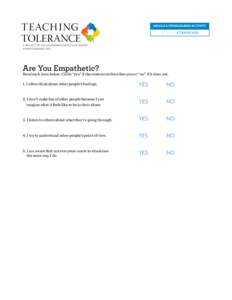 teach i ng Tolerance middle & upper grades activity k